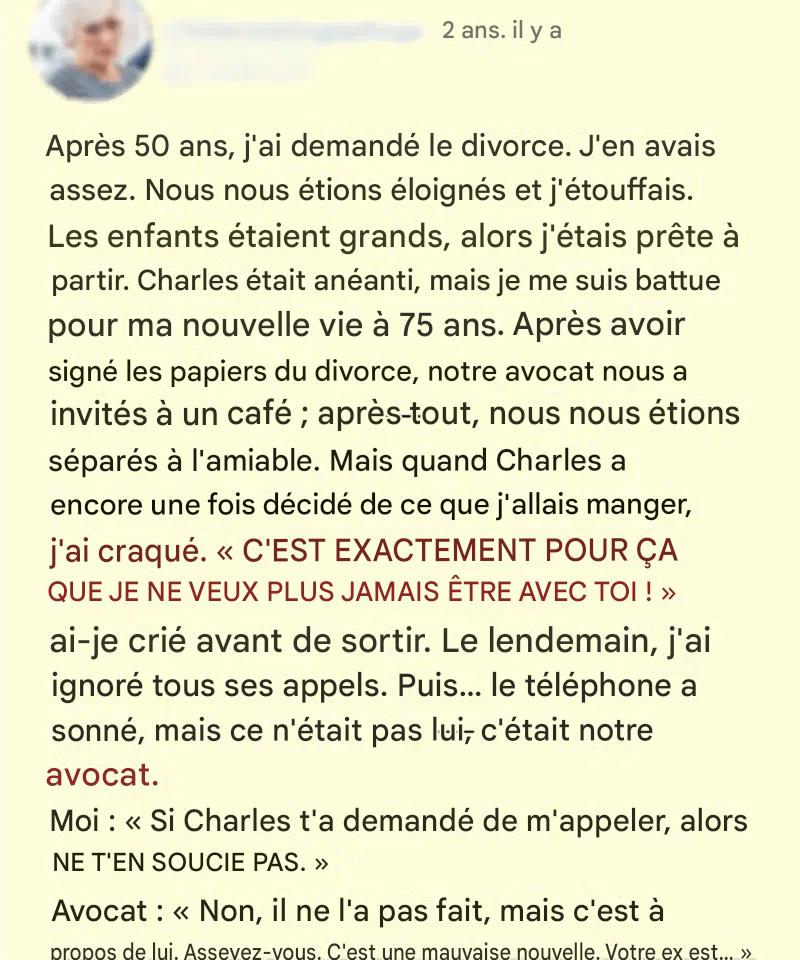 Après 50 ans de mariage, j’ai demandé le divorce, et sa lettre m’a brisé le cœur.
