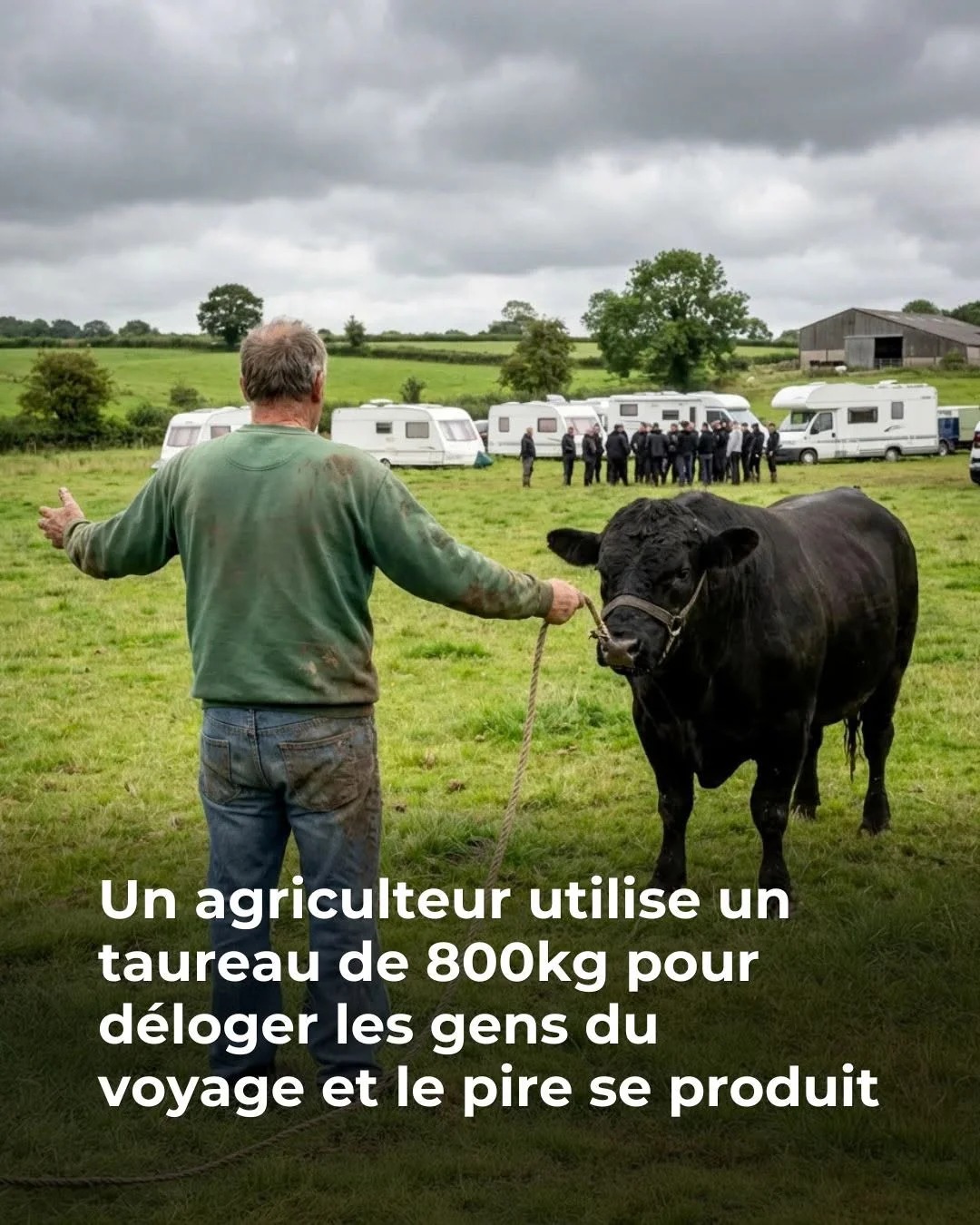Les gens du voyage ne voulaient pas partir, un agriculteur utilise un taureau pour les déloger