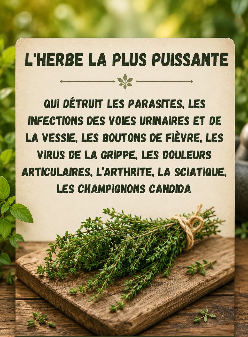 Le thym détruit les infections de la gorge, la grippe, combat les infections respiratoires