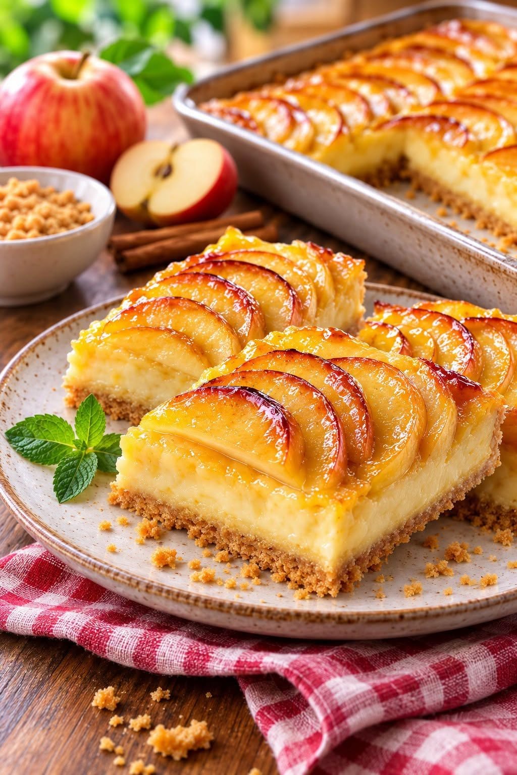 Tarte aux pommes avec crème anglaise