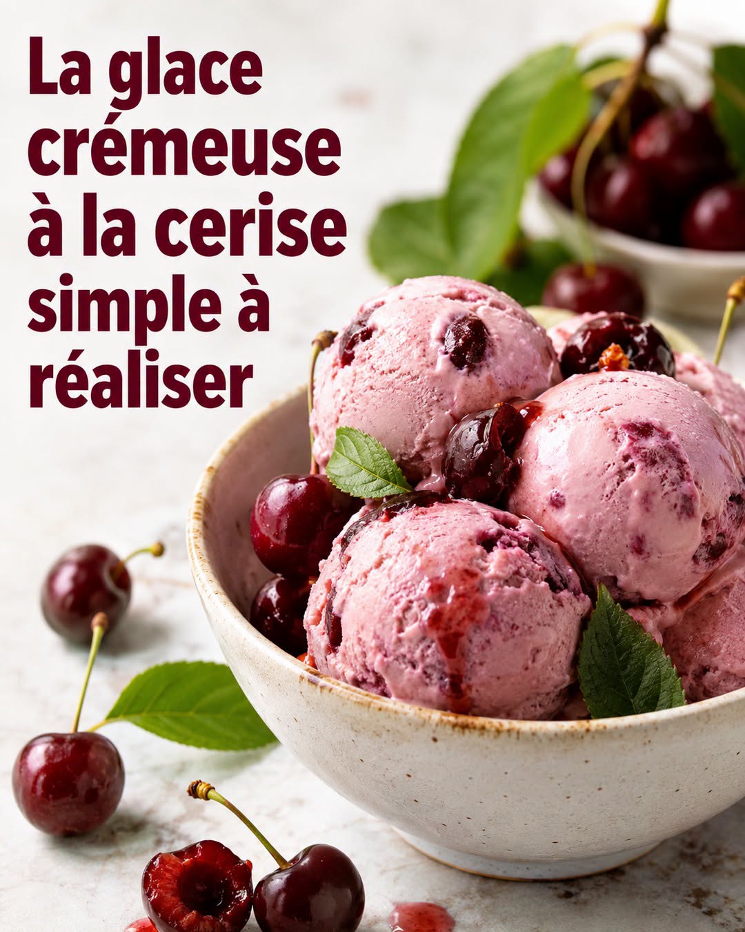 Une glace crémeuse à la cerise facile à préparer