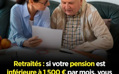 Retraite : peu de gens le savent, mais avec une pension inférieure à 1 500 €, vous pouvez bénéficier de 4 aides de l’État